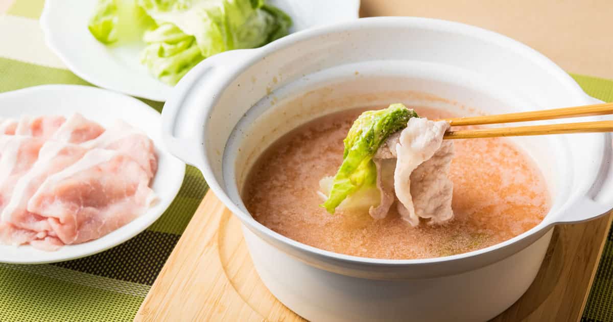 《おつまみレシピ》ひとり鍋⑥とんこつ明太スープの豚しゃぶ